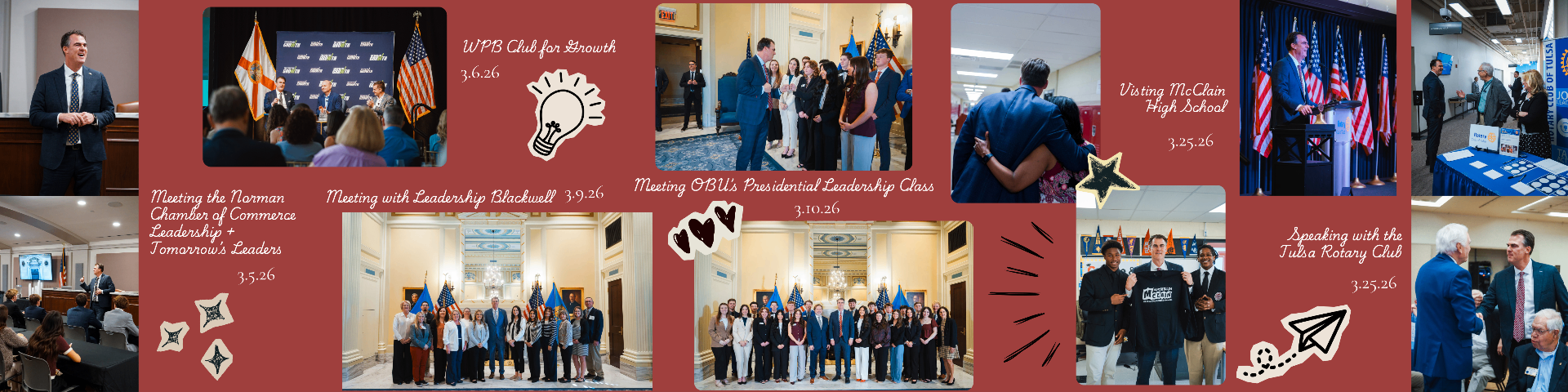March Recap carousel slide two — additional collage of Governor Stitt events with script captions and dates.